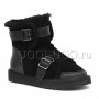 Женские черные угги ботинки UGG Dune Mini Buckle Boot